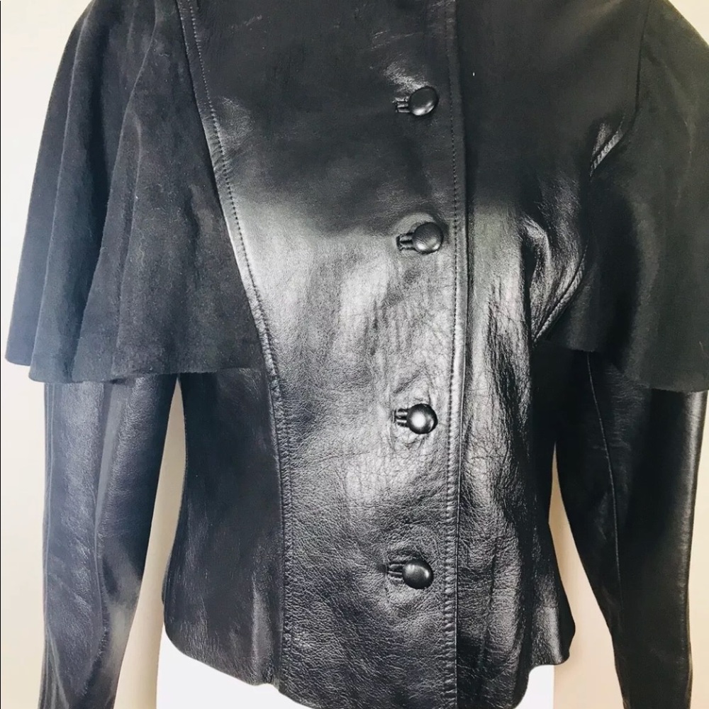 Shuo yu samurai cropped leather suede jacket - Picture 3 of 8